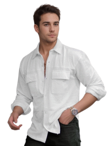 RareRabbit Men's Regular Fit Fancy Double Pocket Casual Shirt for Men Full Sleeves-01